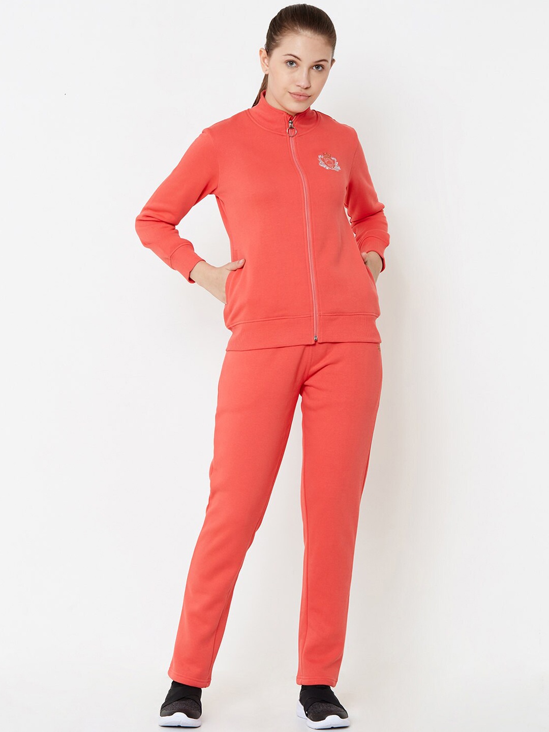 

Sweet Dreams Women Coral Solid Tracksuit