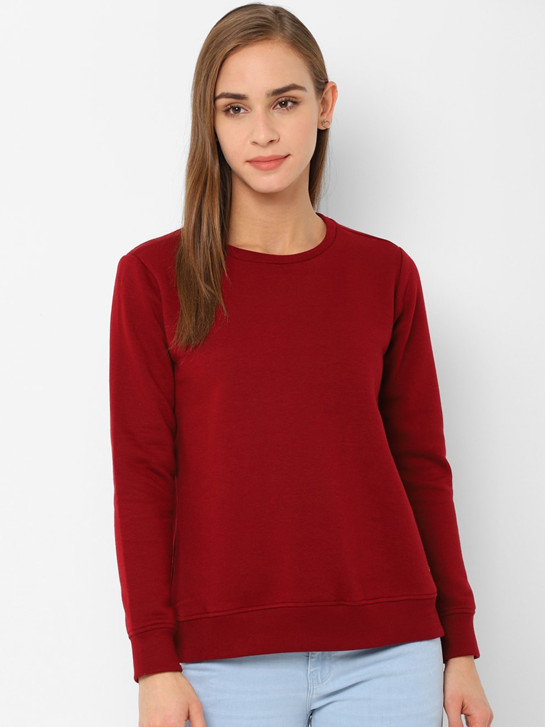 

Allen Solly Woman Women Maroon Solid Sweatshirt