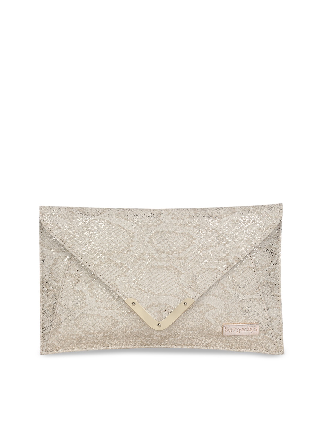 

Berrypeckers Cream-Coloured Textured Envelope Clutch