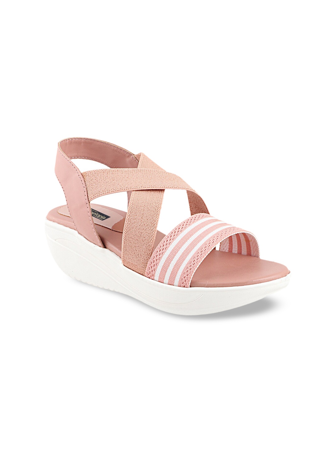 

Shoetopia Women Pink Striped Wedges