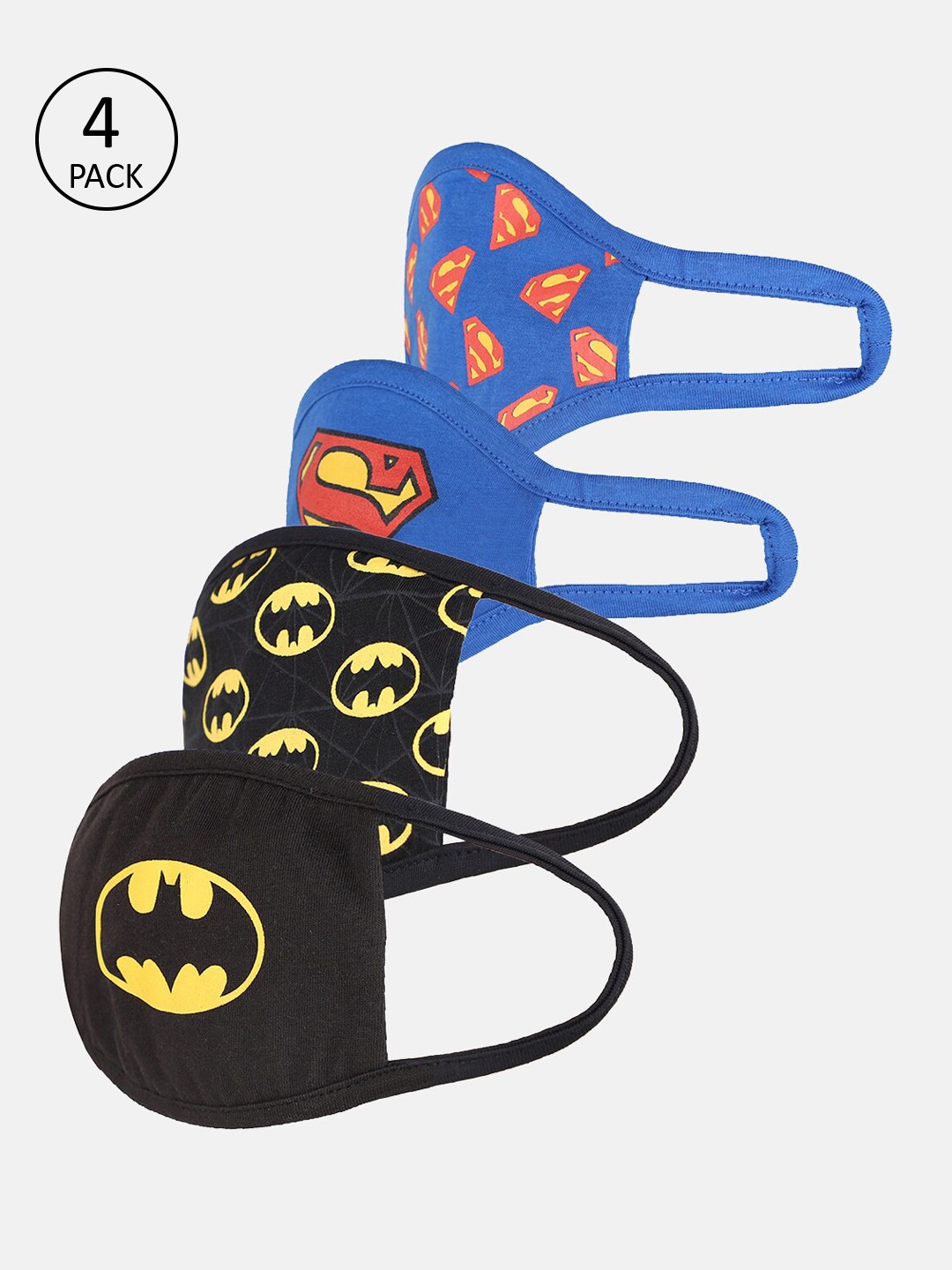 

Kids Ville Boys Pack Of 4 Printed 3-Ply Reusable Cloth Masks, Blue