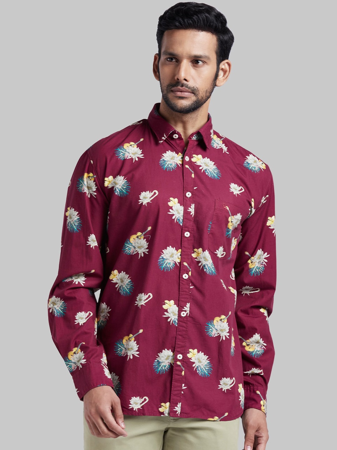 

Parx Men Maroon & White Slim Fit Printed Casual Shirt