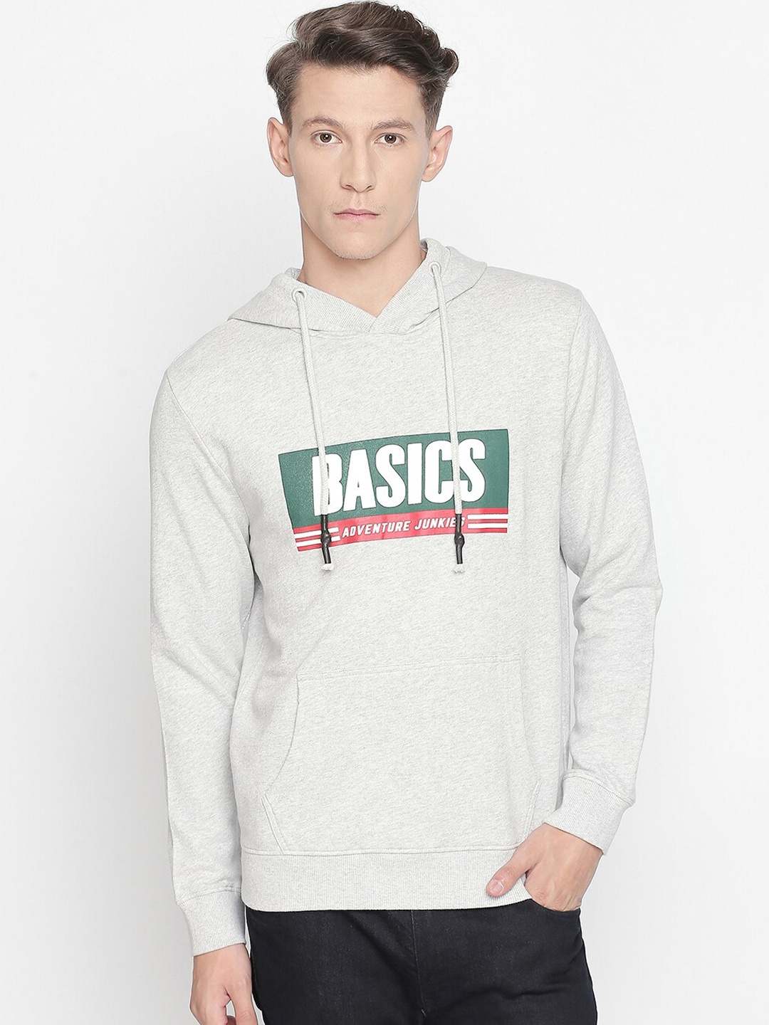 

Basics Men Grey Printed Sweatshirt
