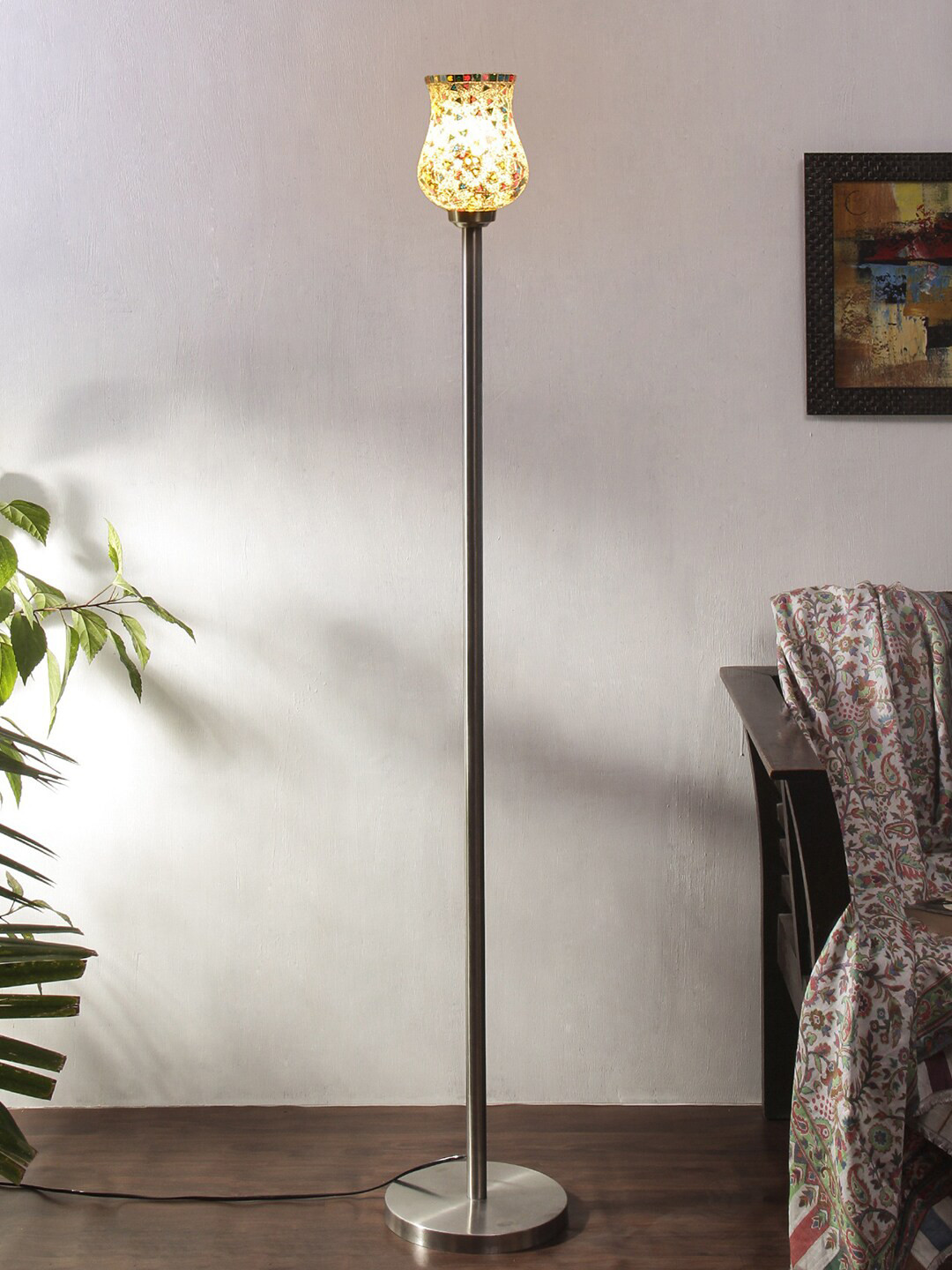

Devansh Silver-Coloured Self-Design Contemporary Steel Standing Floor Torchiere