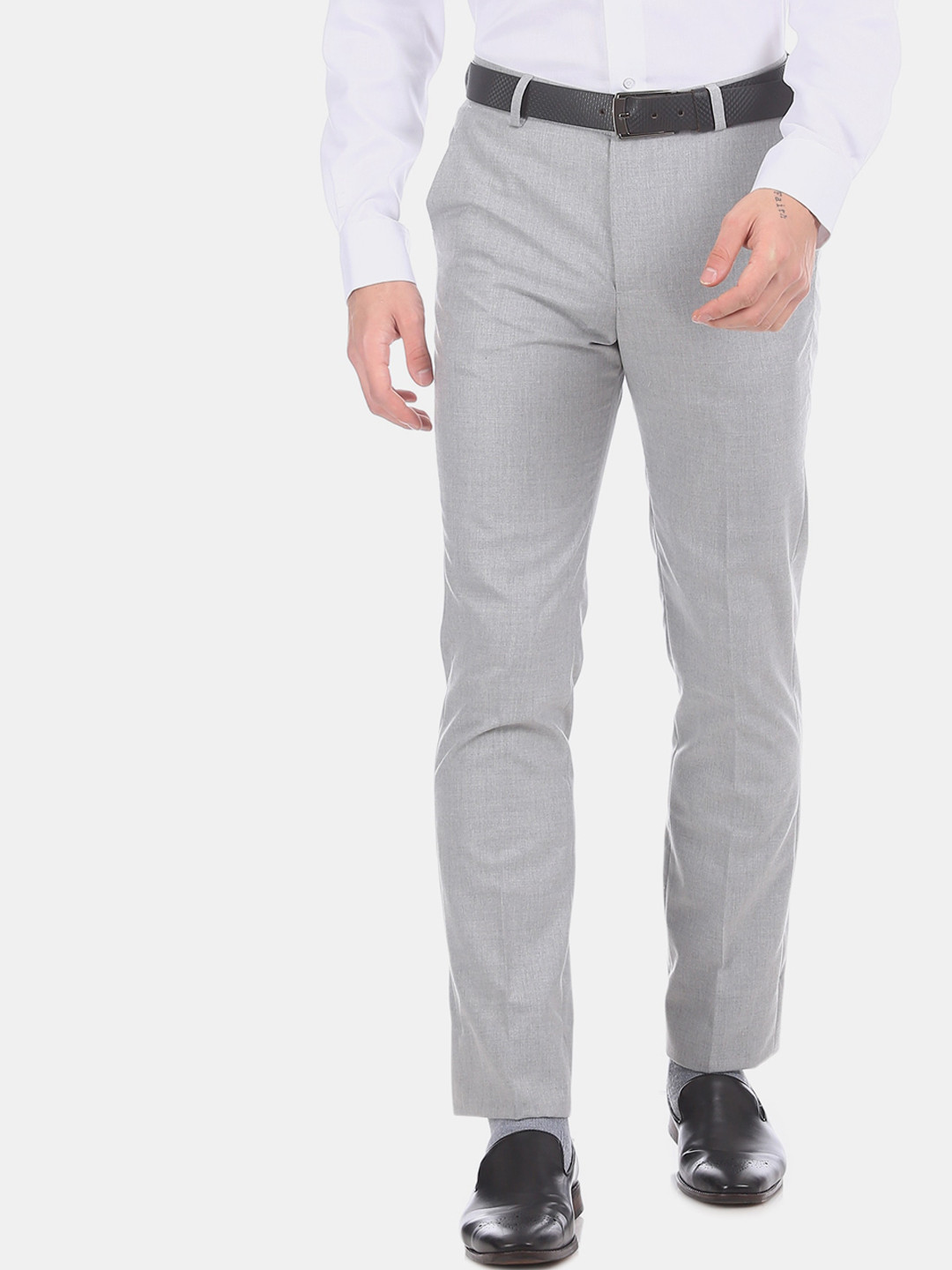 

Excalibur Men Grey Regular Fit Solid Formal Trousers