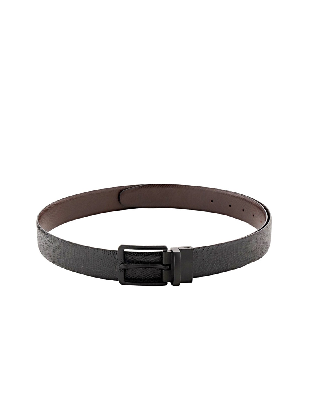 

WELBAWT Men Black & Brown Textured Leather Reversible Belt