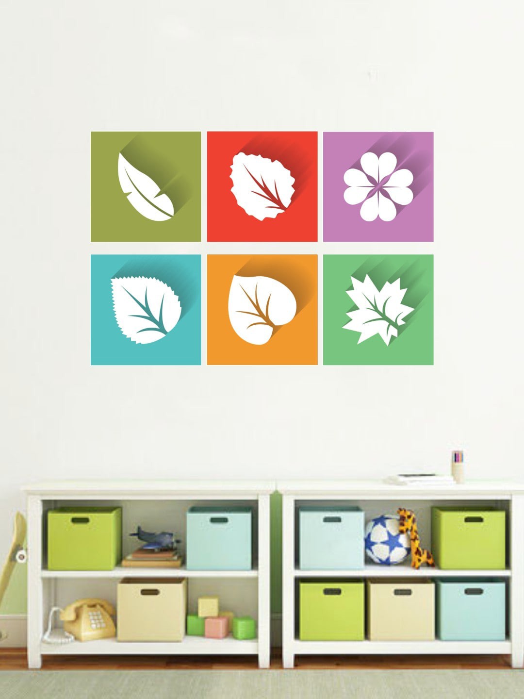 

rawpockets Multicolored Different Kinds Of Leaves Wall Stickers, Multi