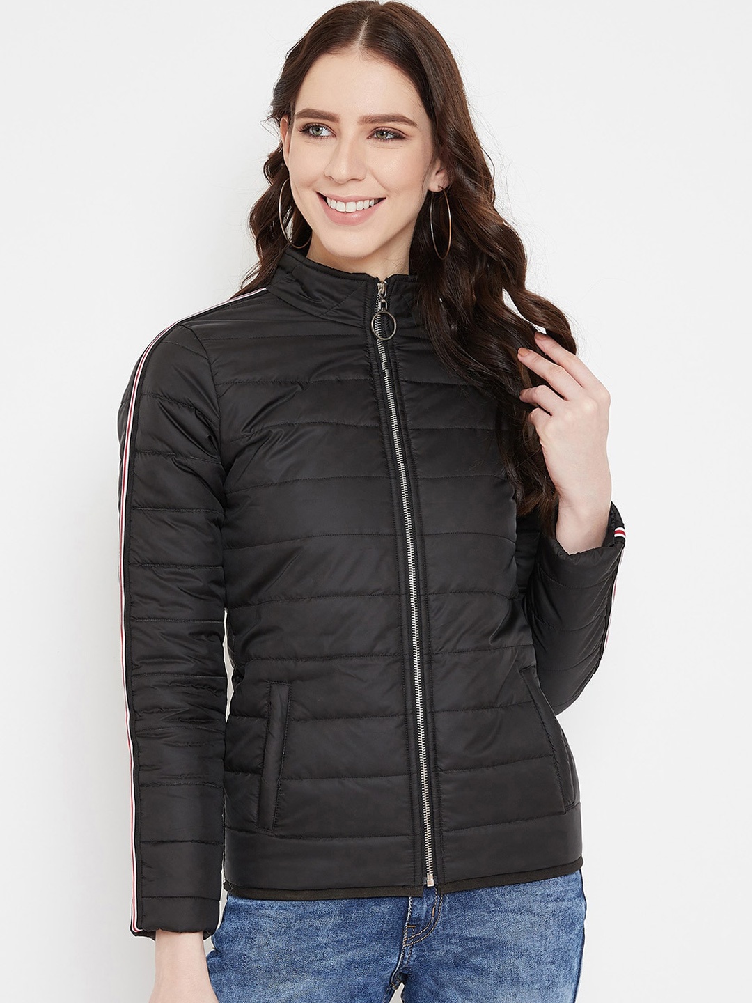 

Austin wood Women Black Solid Lightweight Padded Jacket