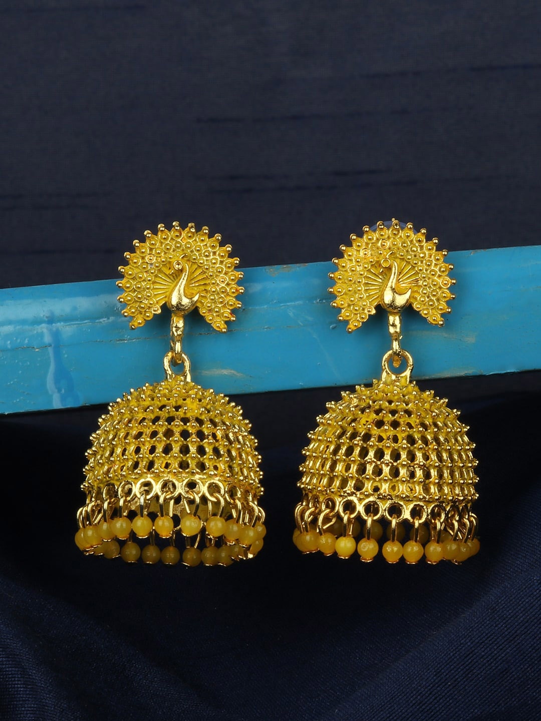 

ANIKAS CREATION Gold-Plated Dome Shaped Jhumkas