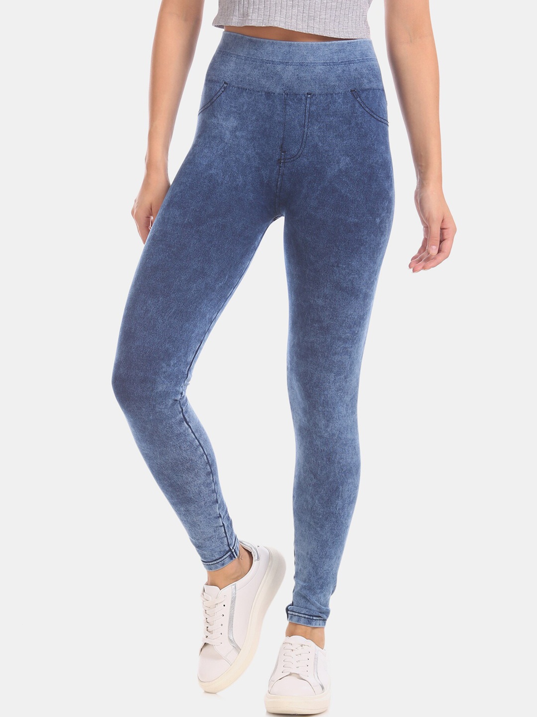 

Cherokee Women Blue Acid Washed Denim Jeggings