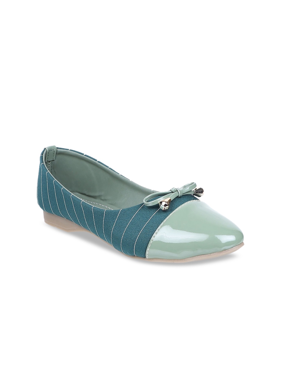 

SHUZ TOUCH Women Green Striped Ballerinas