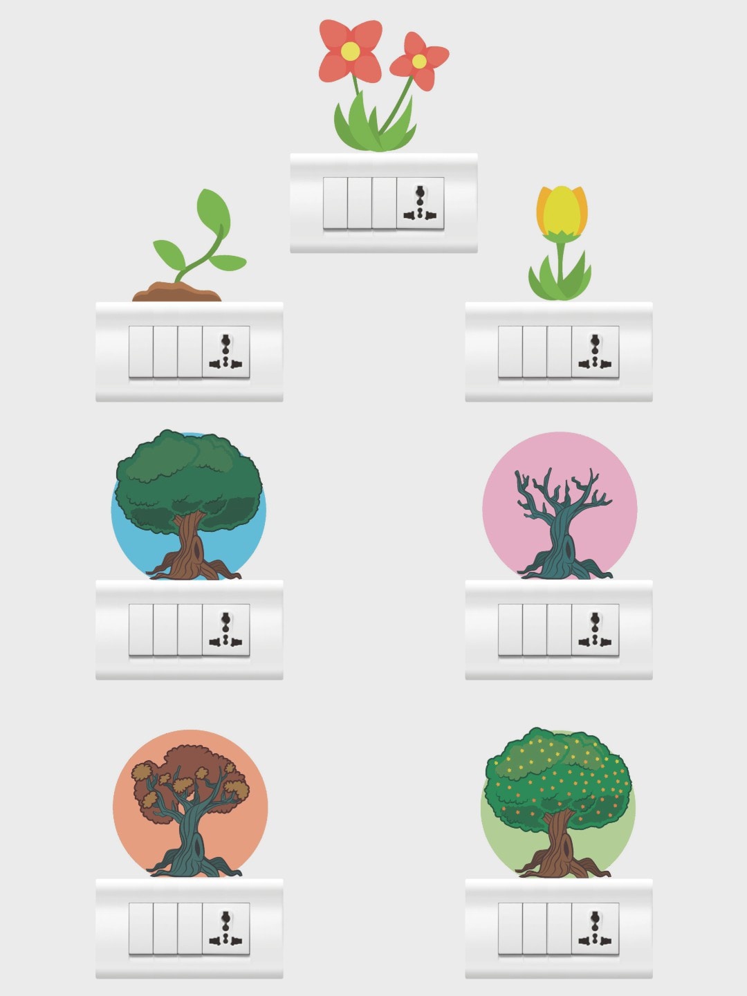 

rawpockets Multi Coloured Tree Art Combo Wall Stickers