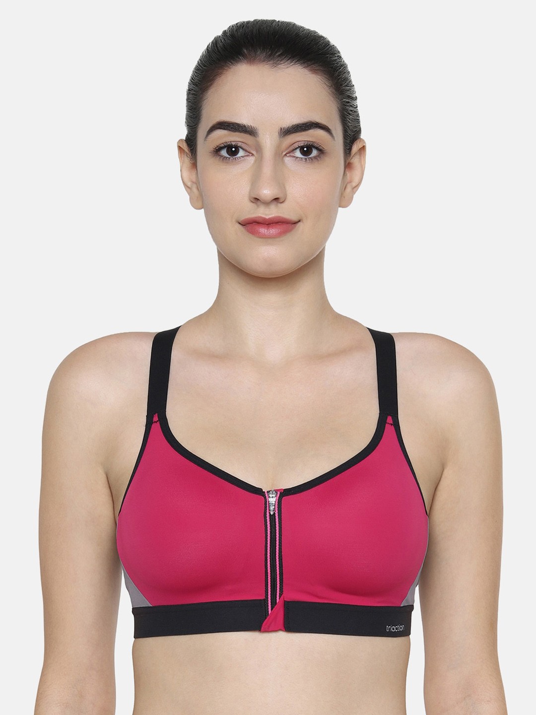 

Triumph Triaction 125 Padded Wireless Front Open Extreme Bounce Control Sports Bra, Red