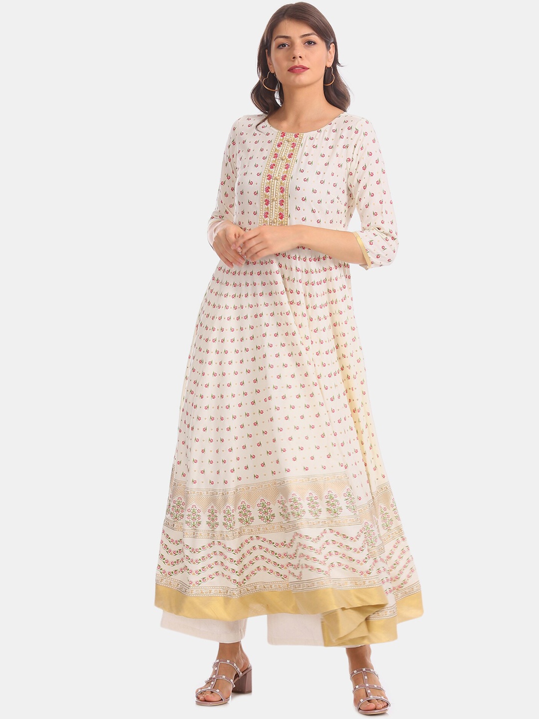 

Anahi Women Off-White Printed Anarkali Kurta
