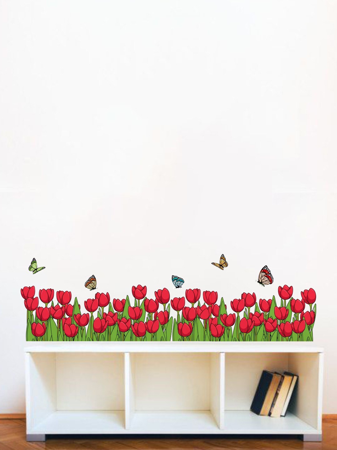 

rawpockets Red & Green Flowers Printed Wall Sticker