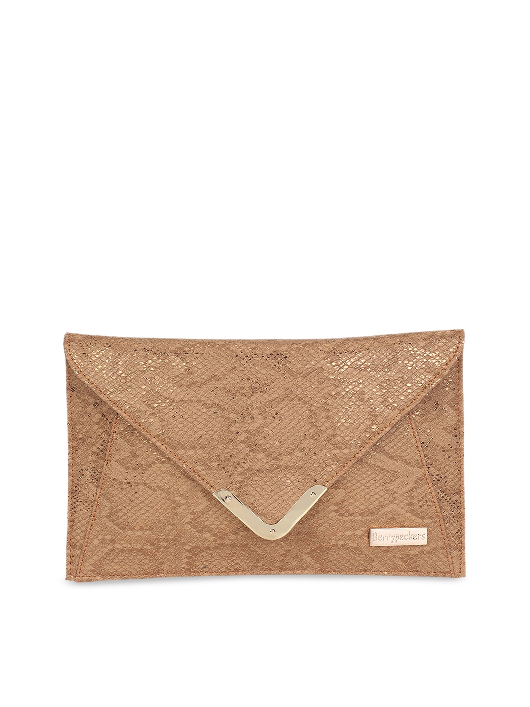 

Berrypeckers Tan Brown Textured Envelope Clutch