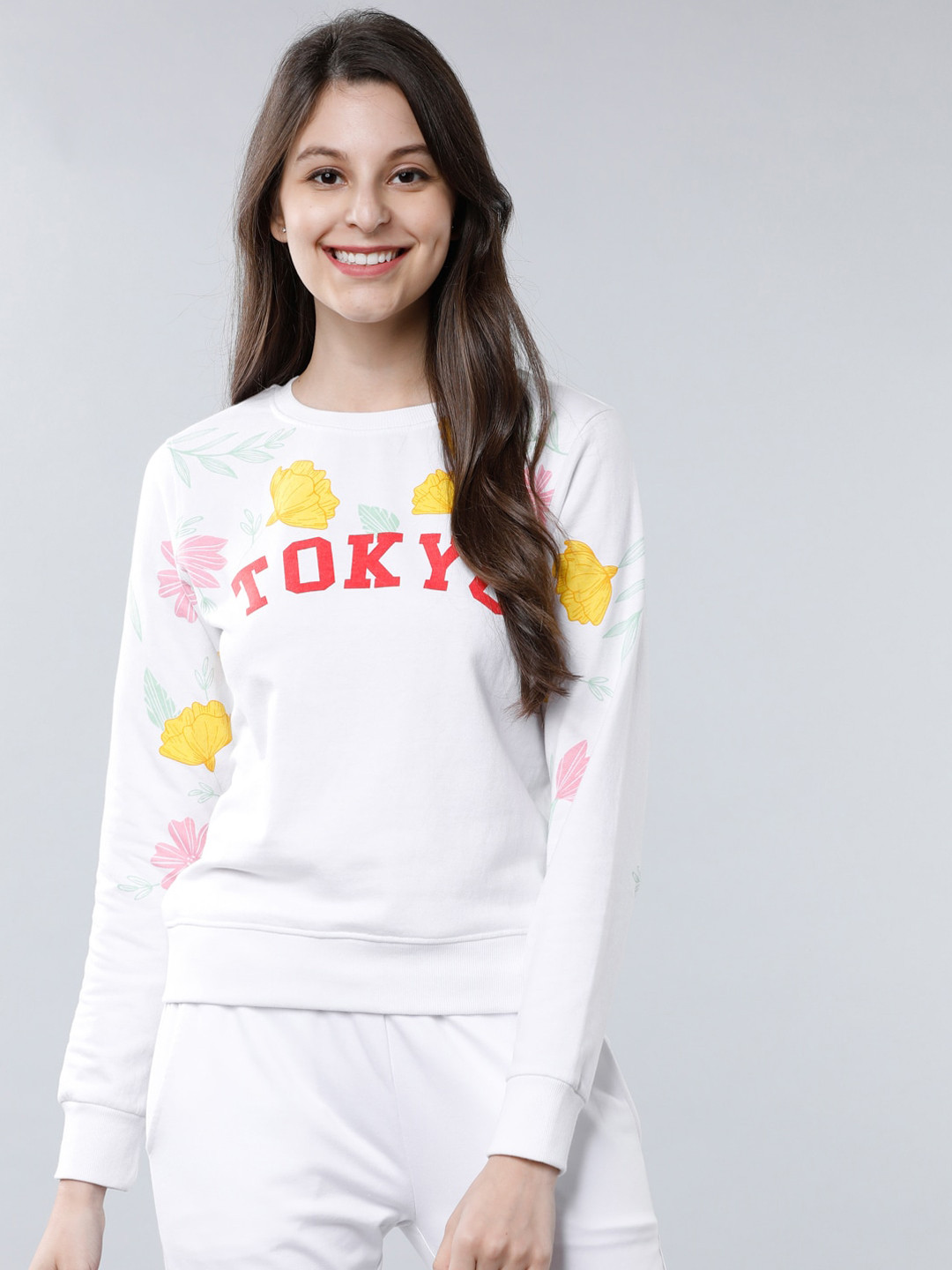 

Tokyo Talkies Women White Printed Sweatshirt