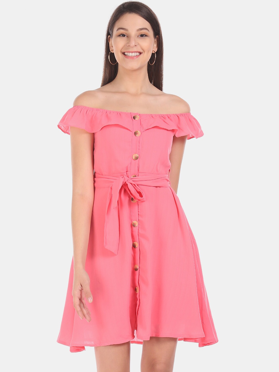 

Sugr Women Pink Solid Fit and Flare Dress