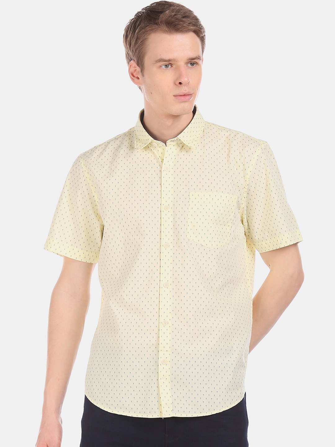 

Ruggers Men Yellow Regular Fit Printed Casual Shirt