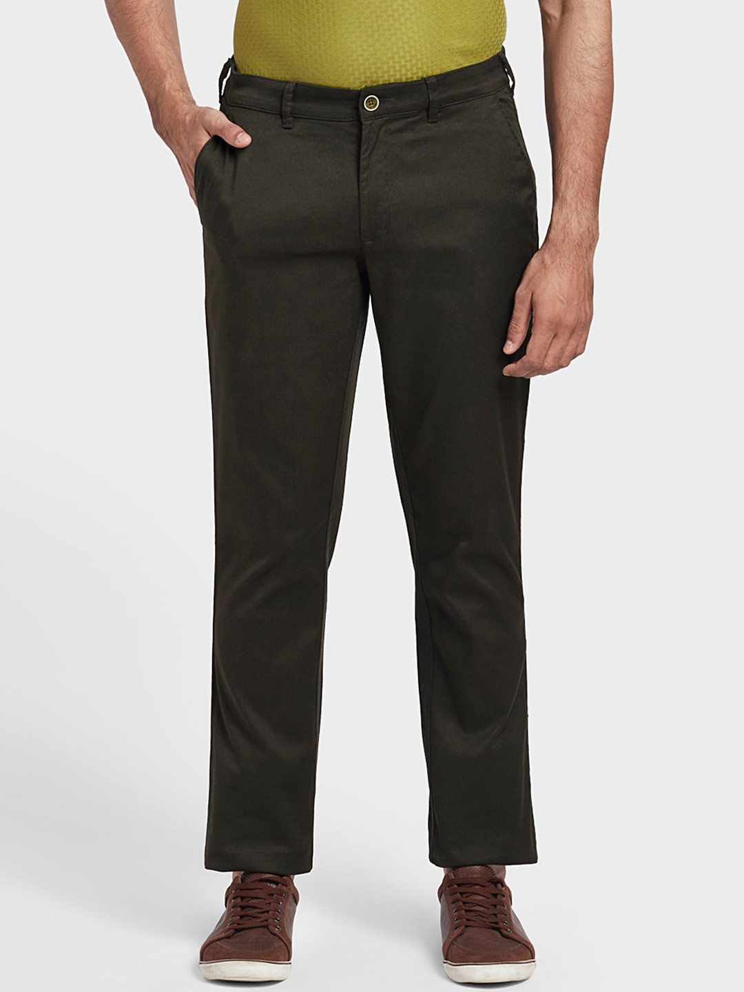 

ColorPlus Men Green Regular Fit Solid Chinos