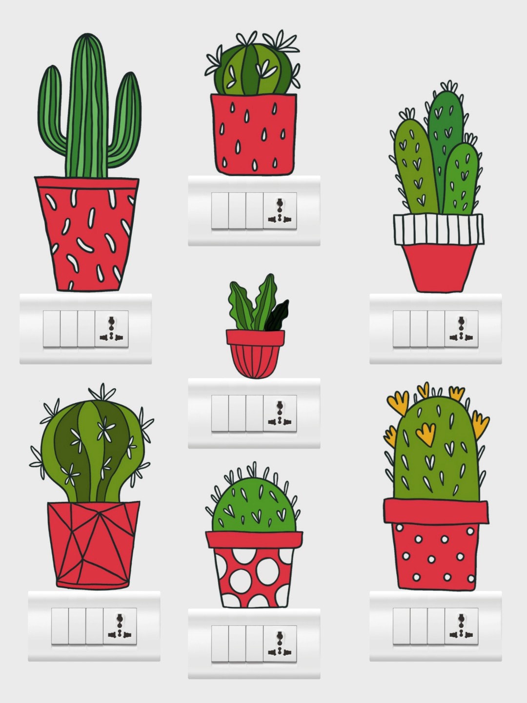 

rawpockets Flower Pots Combo Wall Stickers, Red