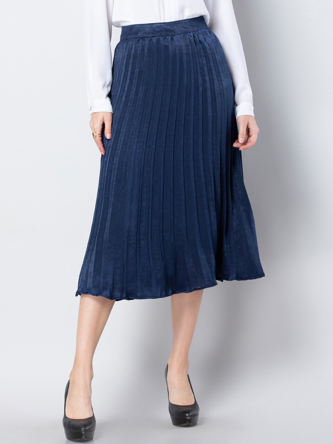 

FabAlley Women Blue Solid Flared Skirt