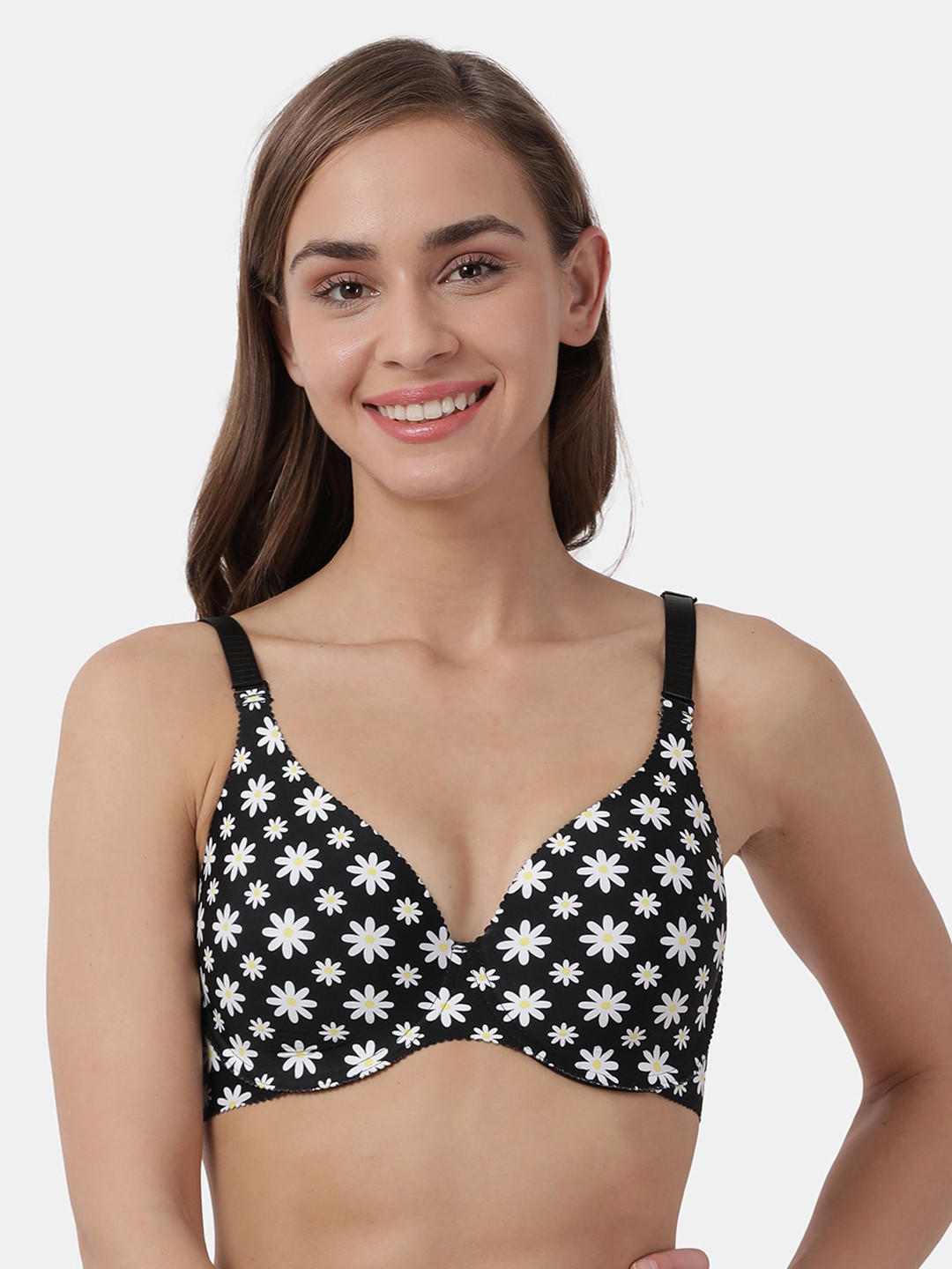 

shyaway Women Black & White Printed Lightly Padded Underwired Everyday Bra SY91025-Black