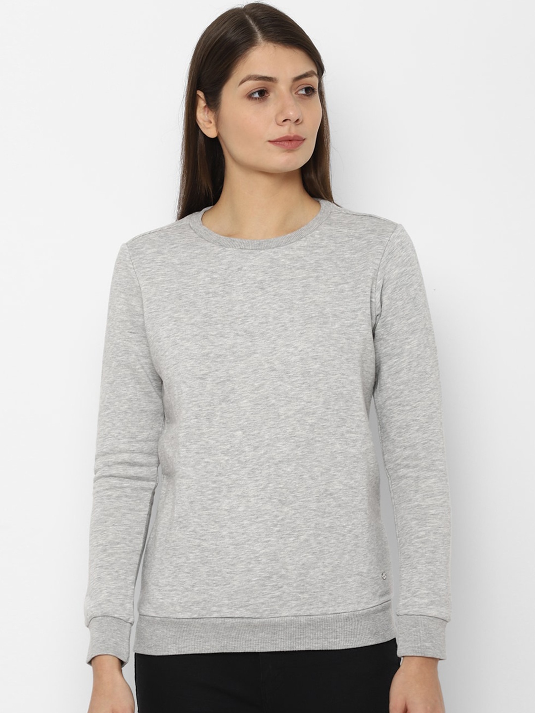 

Allen Solly Women Grey Solid Sweatshirt