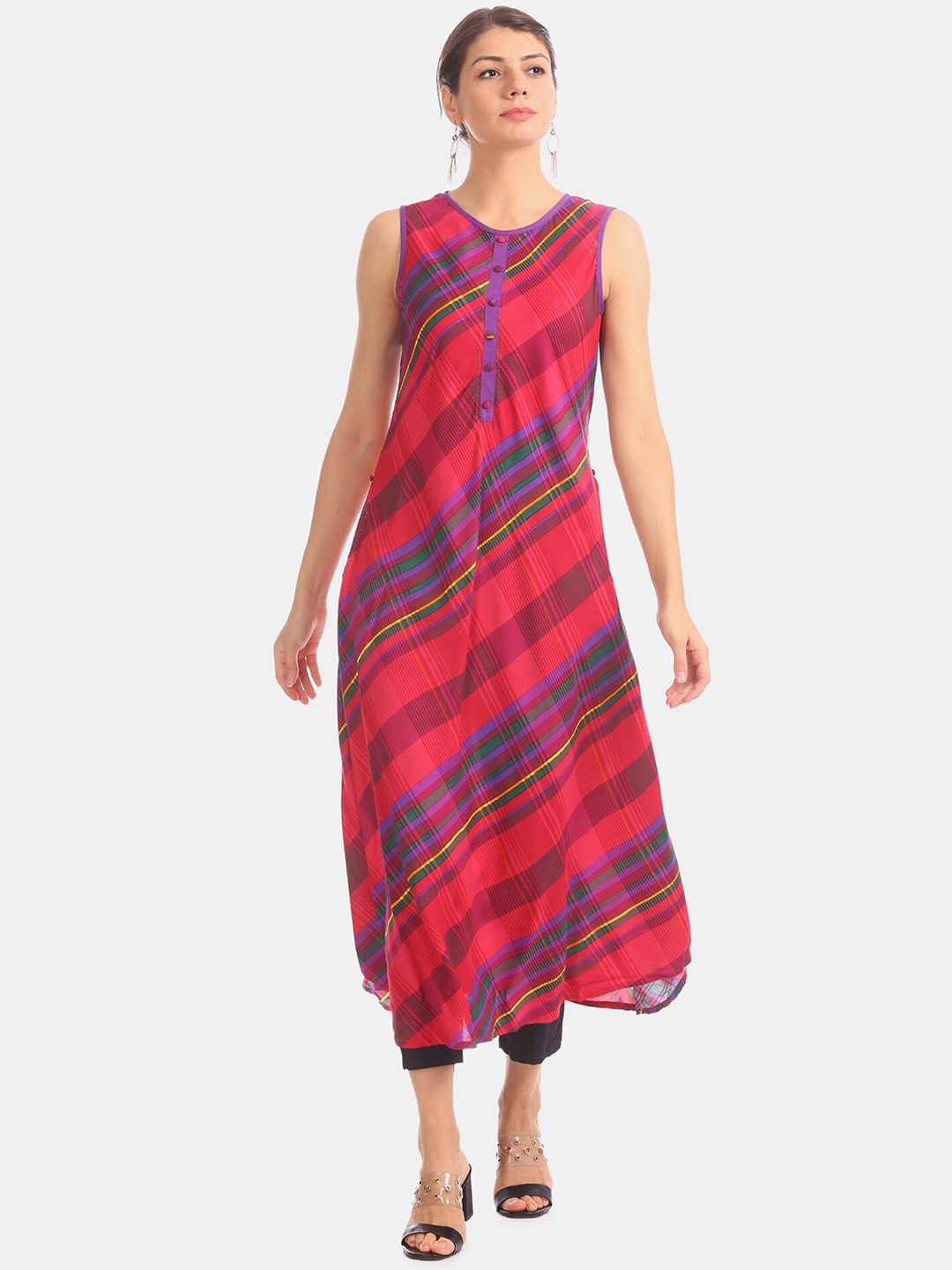 

Anahi Women Pink & Purple Dyed A-Line Kurta