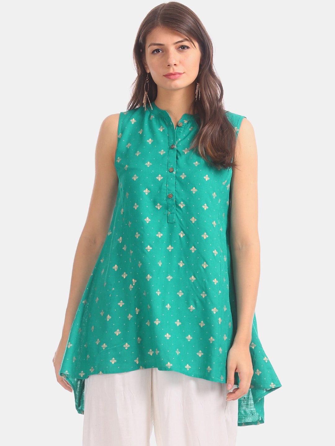 

Karigari Women Green Printed A-Line Kurta
