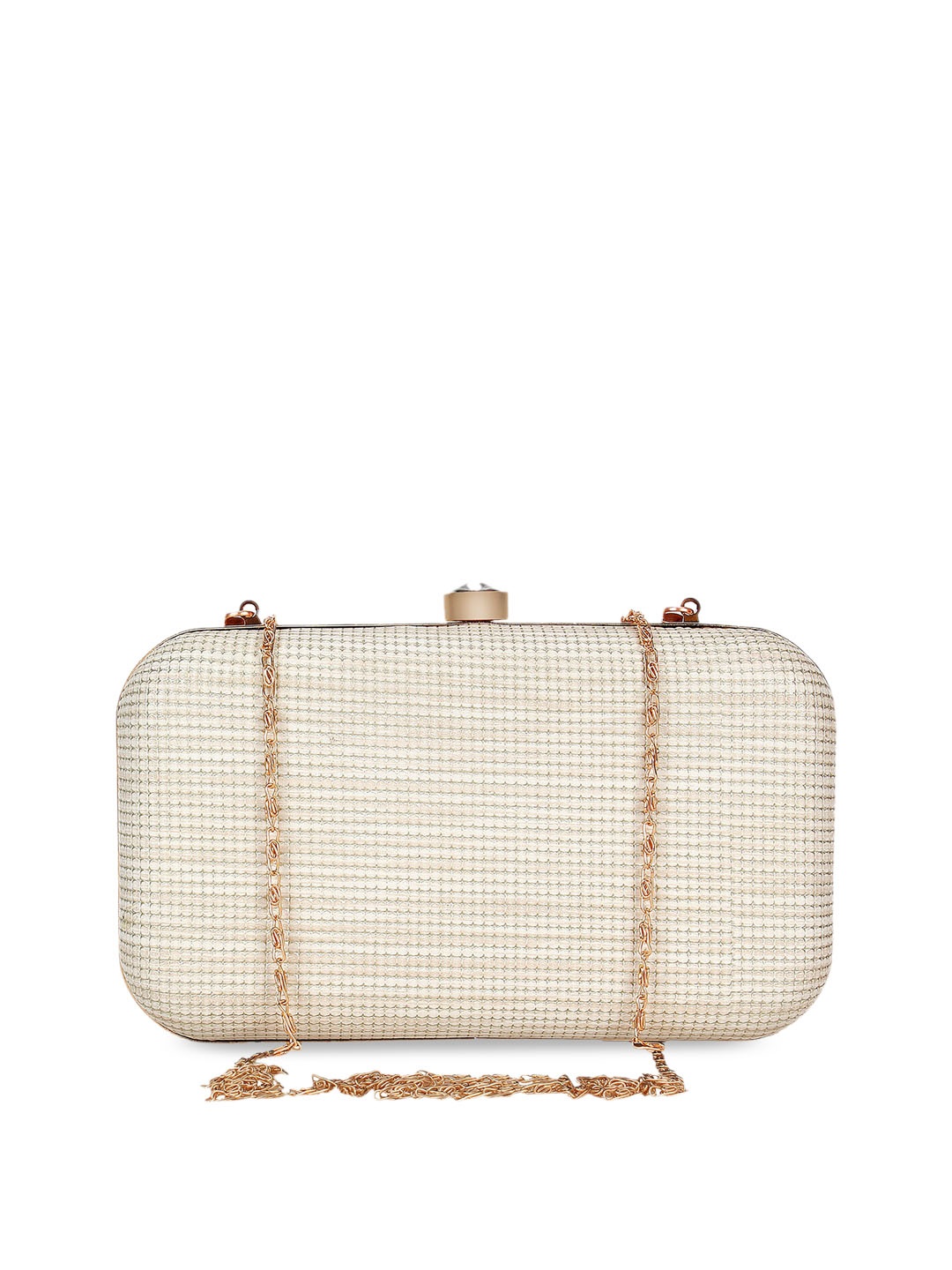 

Berrypeckers Women Cream Coloured Textured Clutch