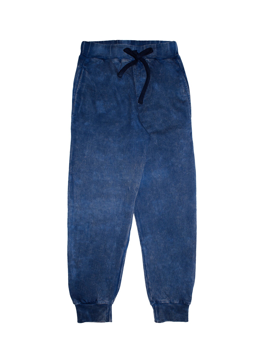

KiddoPanti Boys Navy Blue Solid Rag-Wash Joggers