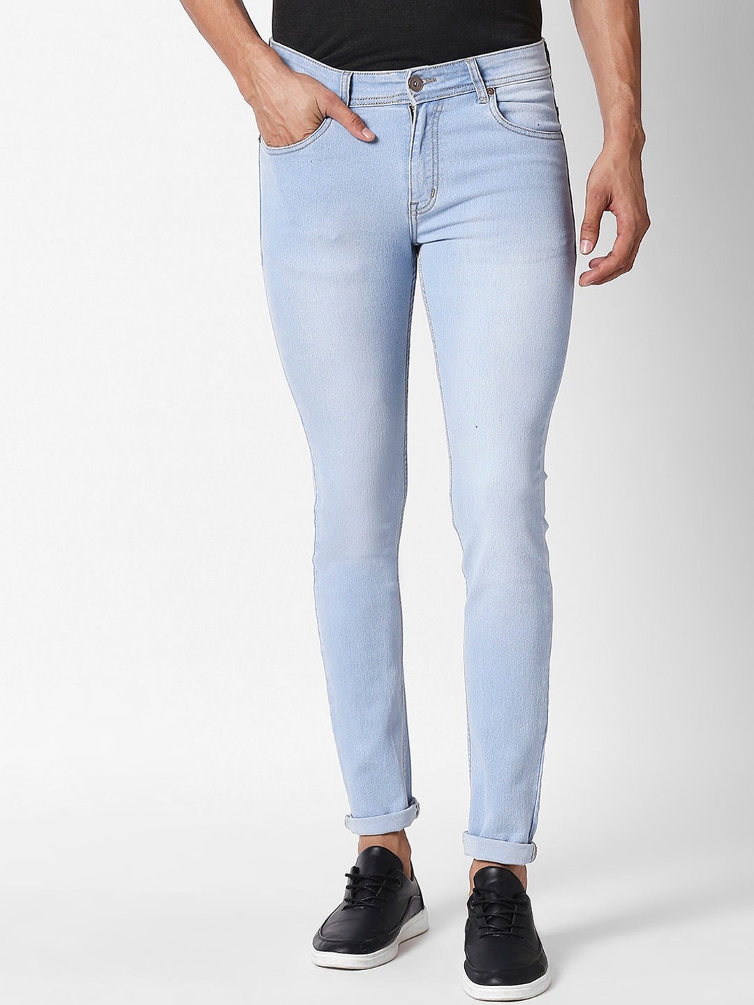 

High Star Men Blue Slim Fit Mid-Rise Low Distress Stretchable Jeans