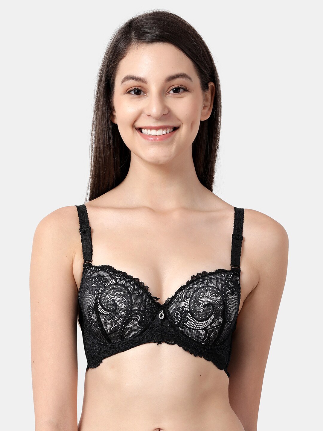 

Susie Black Lace Underwired Lightly Padded Everyday Bra CD015