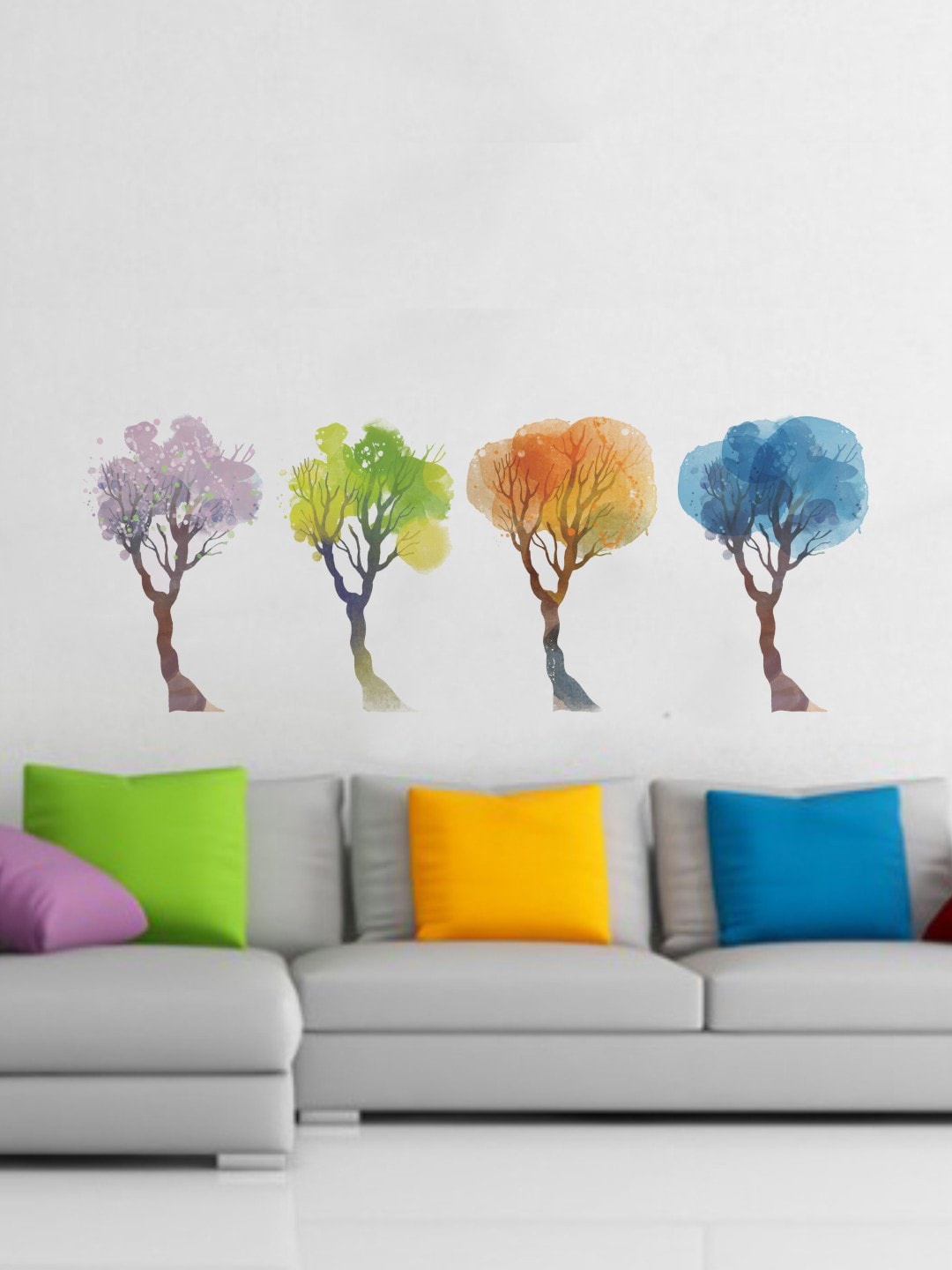 

rawpockets Multicolour Tree Printed Wall Stickers, Multi