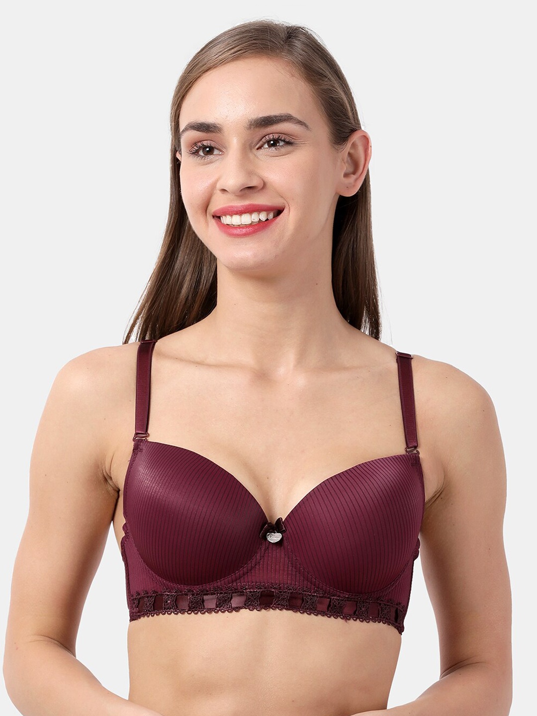 

Susie Maroon Solid Underwired Heavily Padded Balconette Bra S28027