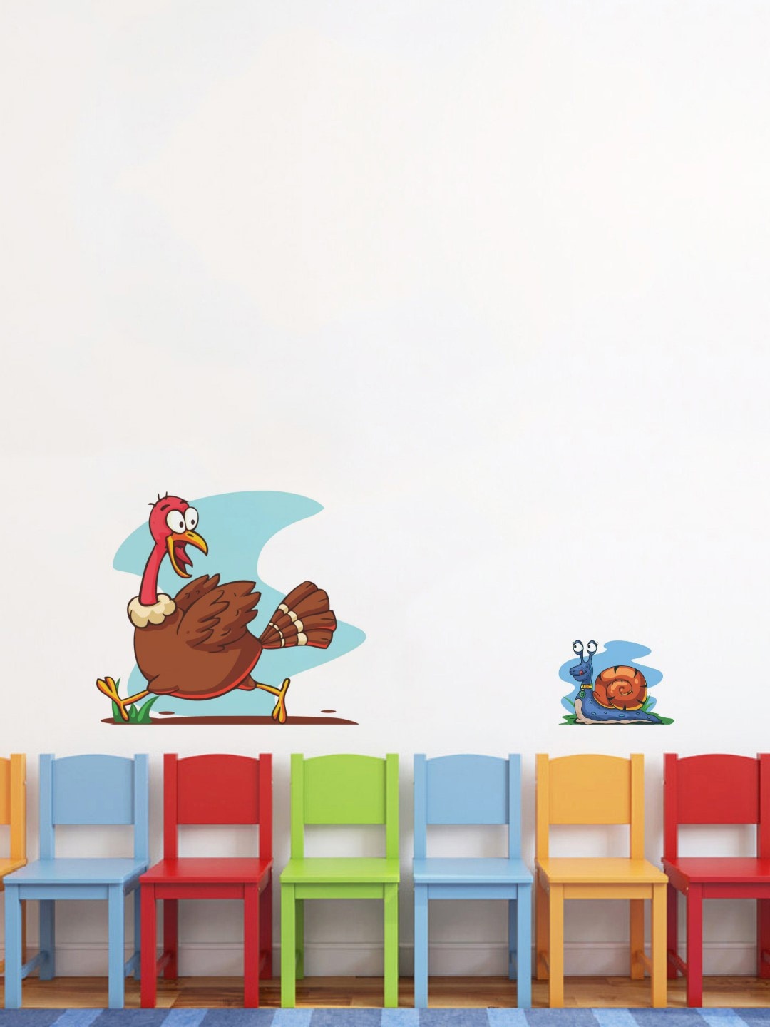 rawpockets Multicoloured Snail & Turkey Wall Stickers, Multi