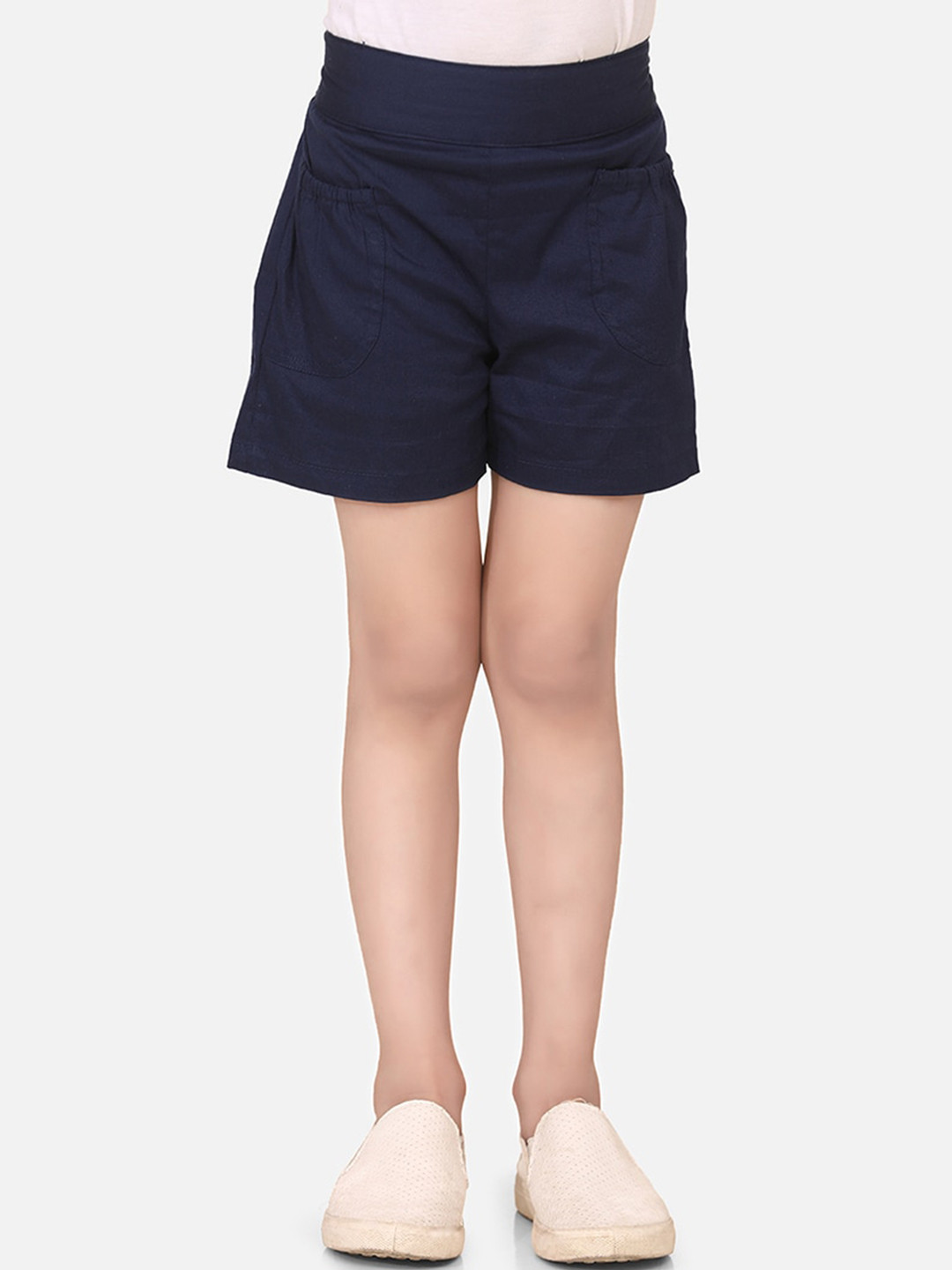 

Cutiekins Girls Navy Blue Solid Regular Fit Hot Pants