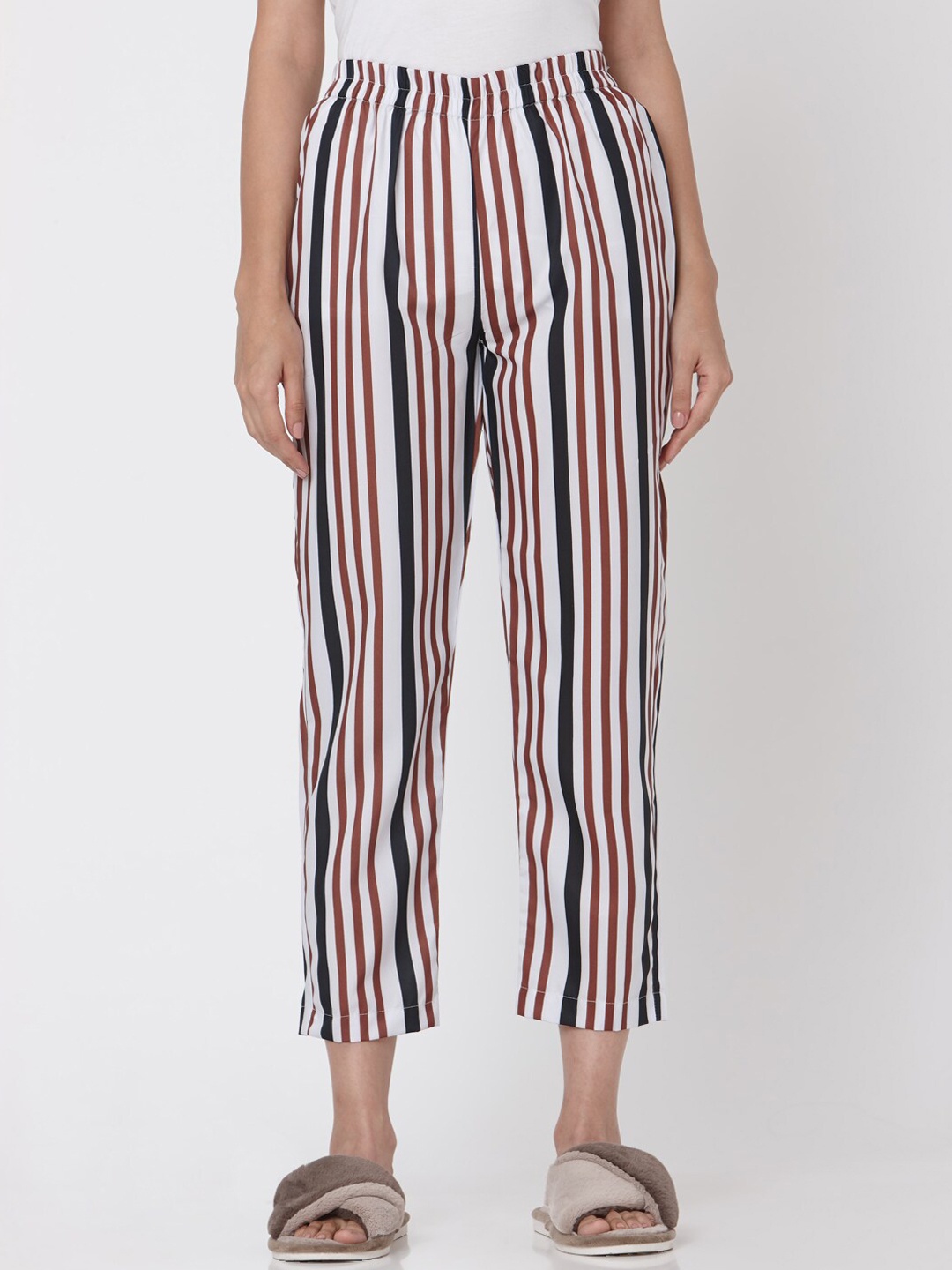 

Smarty Pants Women Black & Brown Striped Lounge Pants
