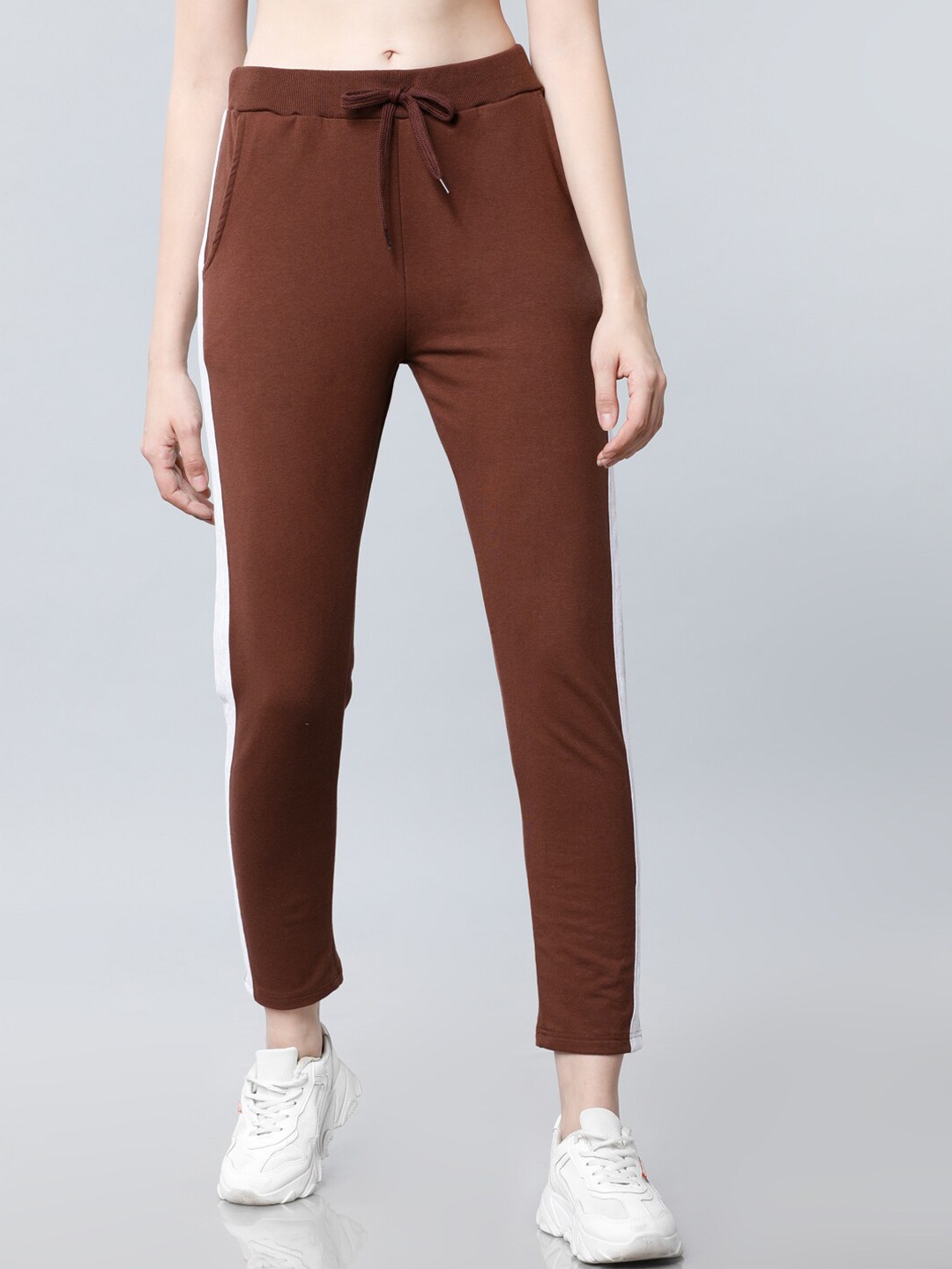 

Tokyo Talkies Women Brown & Grey Solid Slim-Fit Track Pants