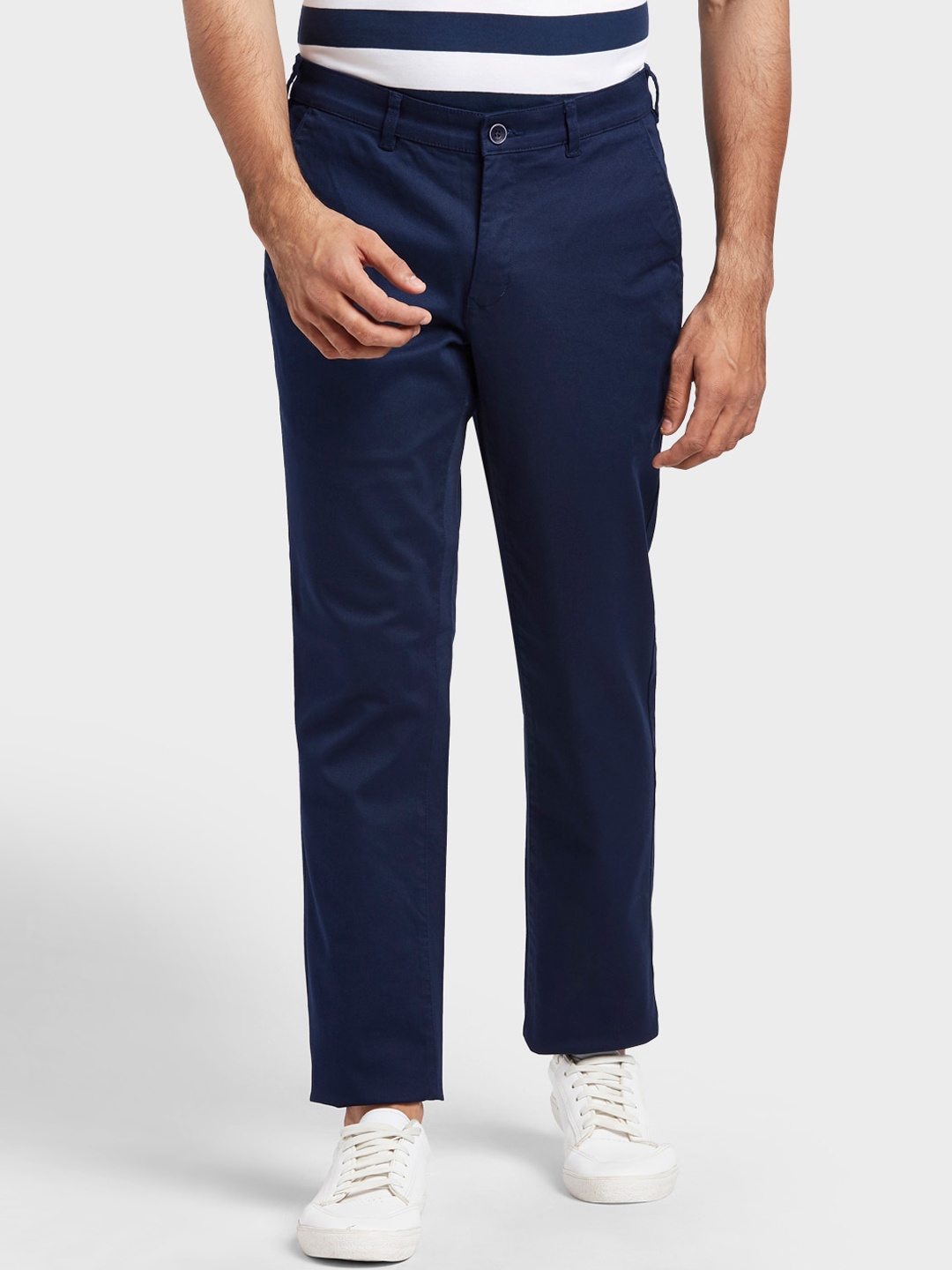 

ColorPlus Men Navy Blue Solid Regular Trousers