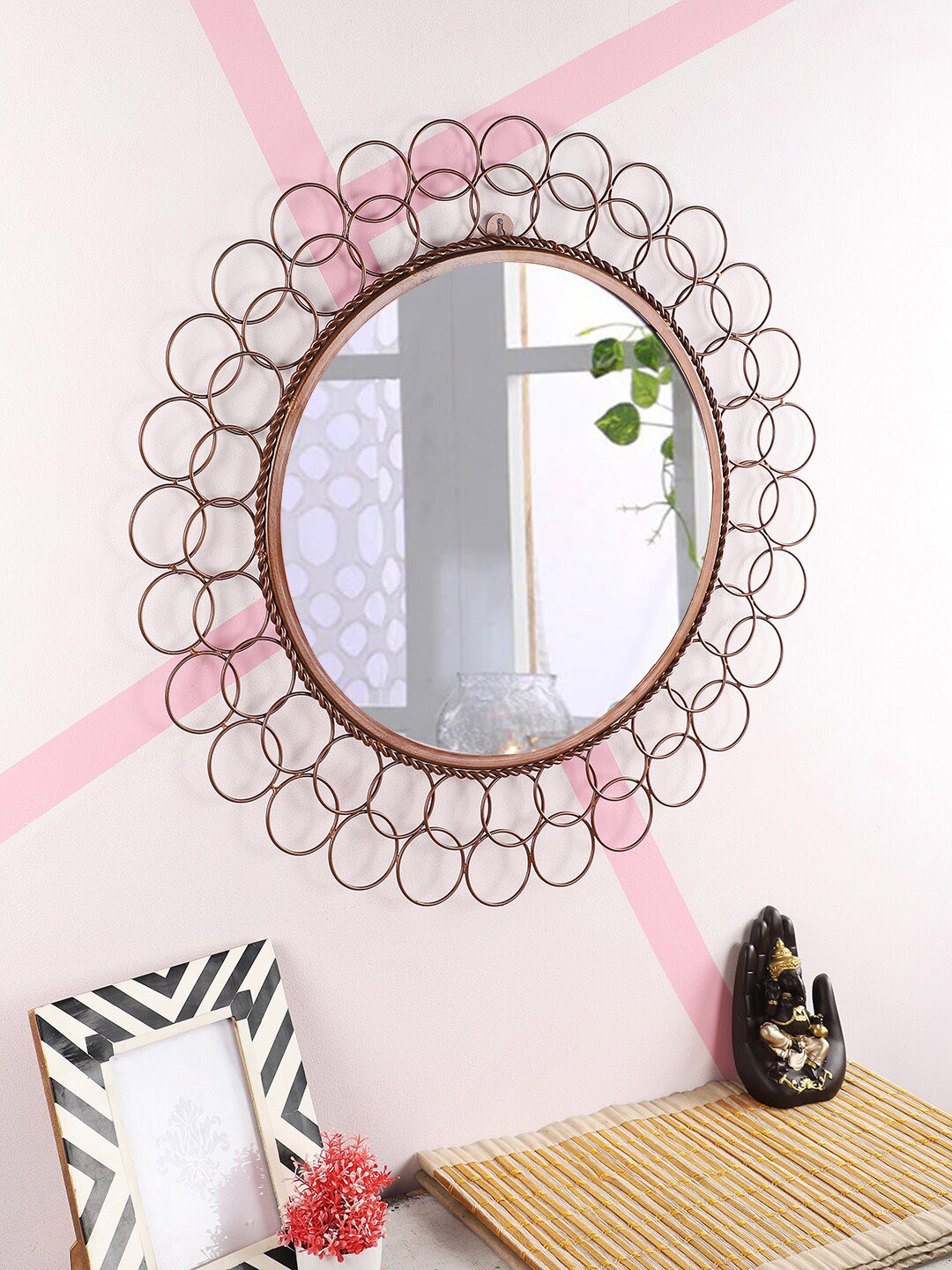 

Home Sparkle Copper-Toned Iron Intersecting Circles Wall Mirror