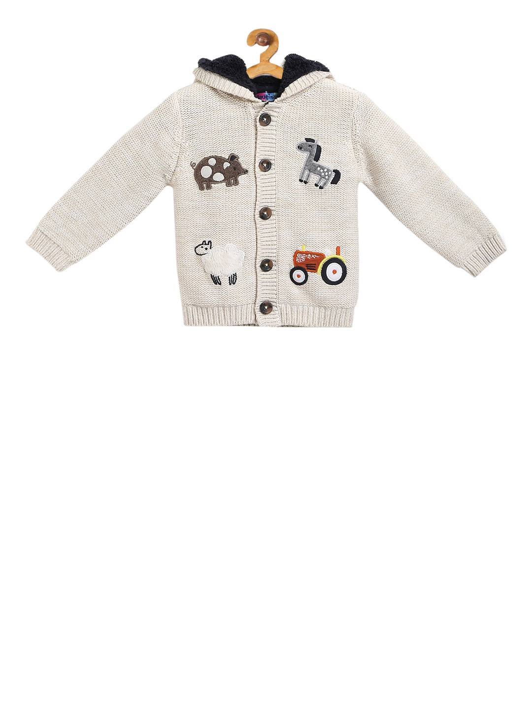 

Nauti Nati Girls Off-White Appliqued Cardigan