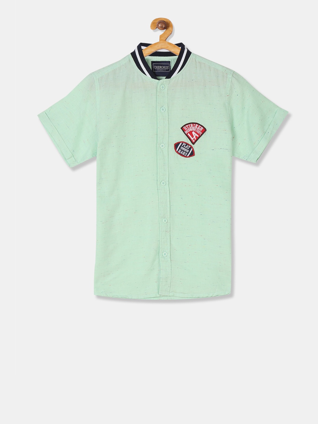 

Cherokee Boys Green Regular Fit Solid Casual Shirt