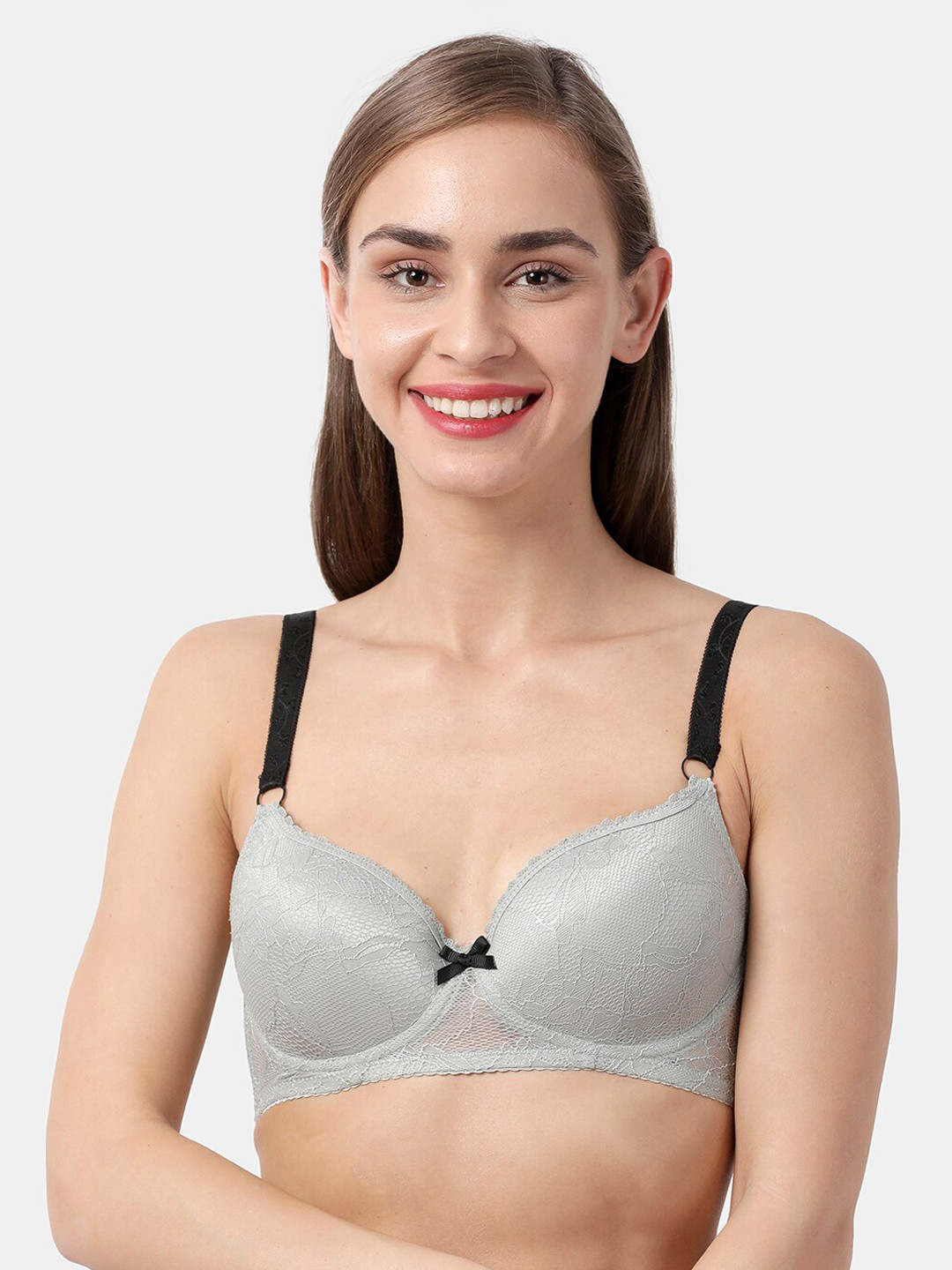 

Susie Women Grey Lace Lightly Padded Wireless Everyday Bra SK004-LightGrey