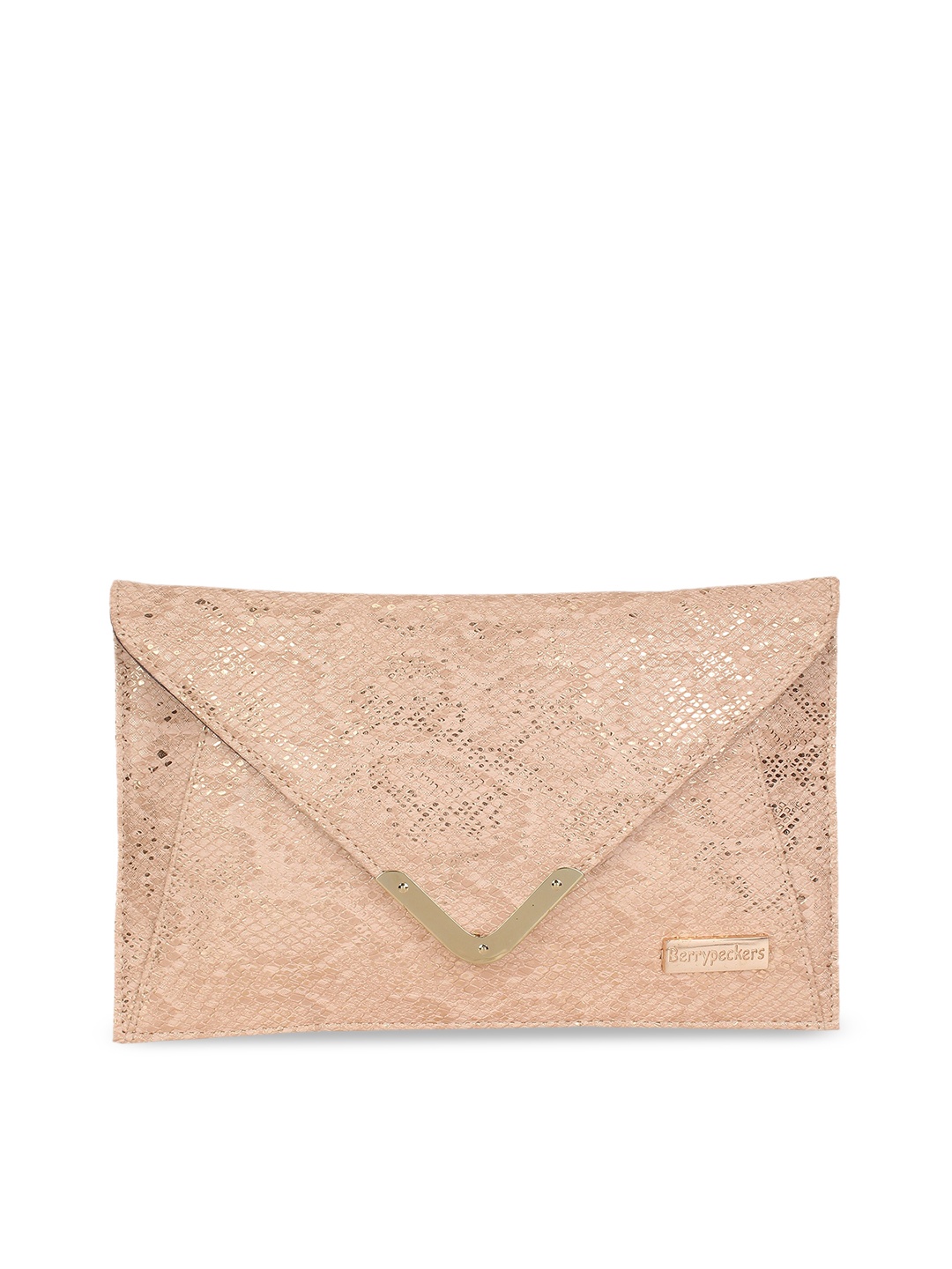 

Berrypeckers Women Peach-Coloured Textured Clutch