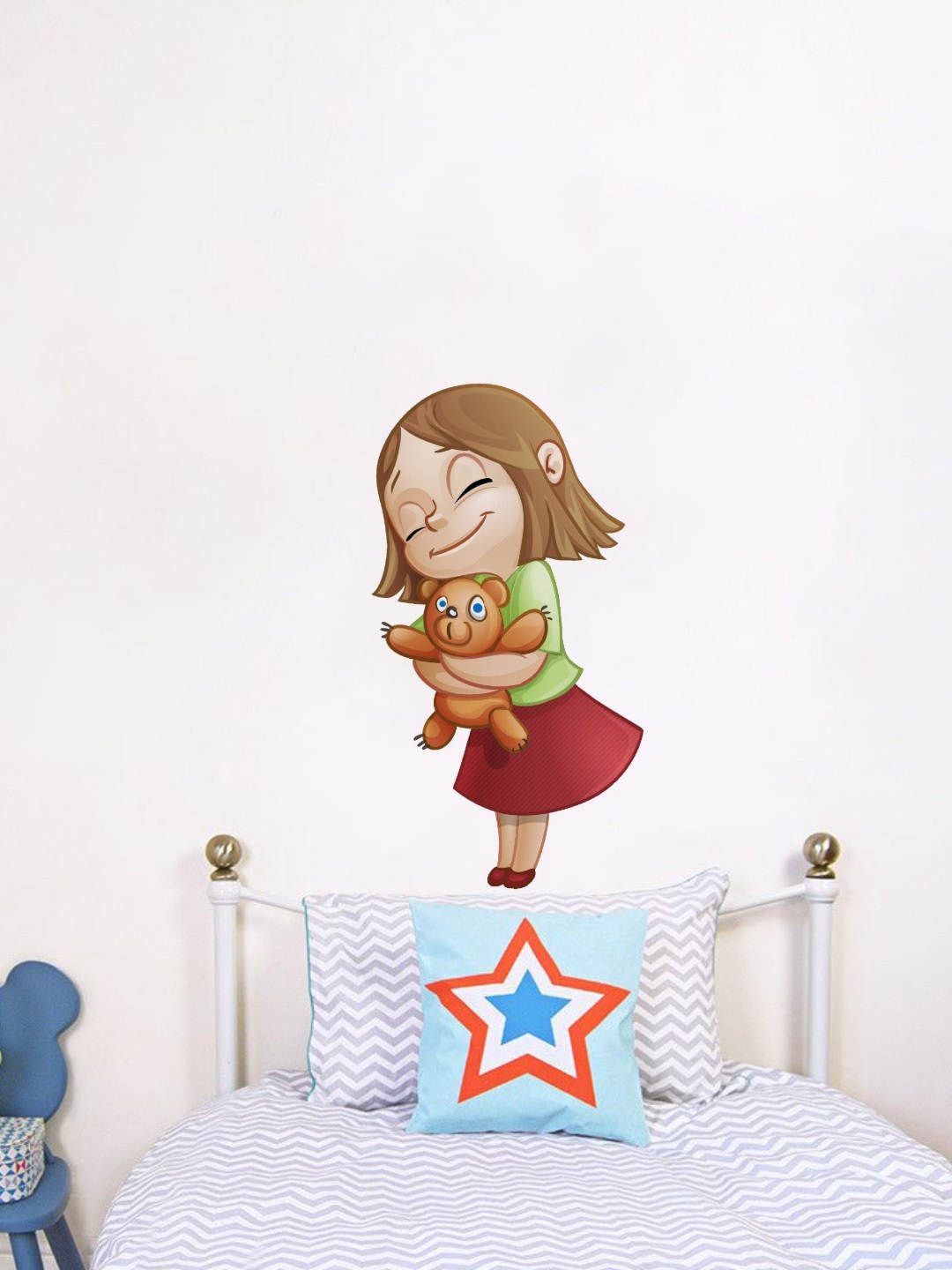 

rawpockets Multicolored Little Girl With Teddy Wall Stickers, Multi