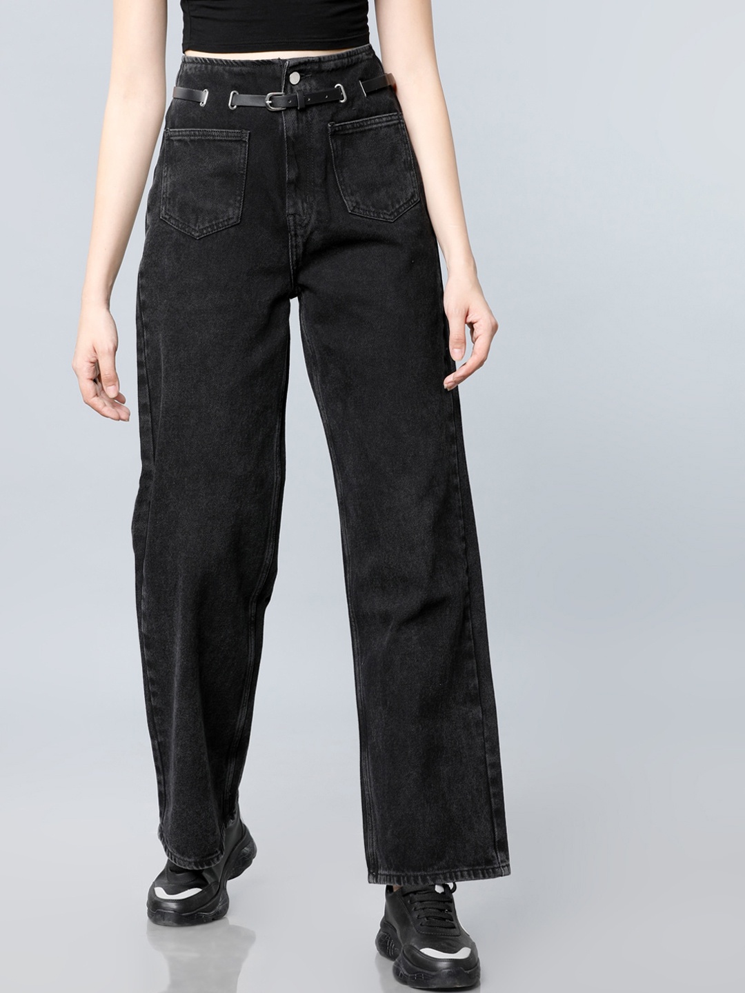Tokyo Talkies Women Black Flared High-Rise Clean Look Jeans