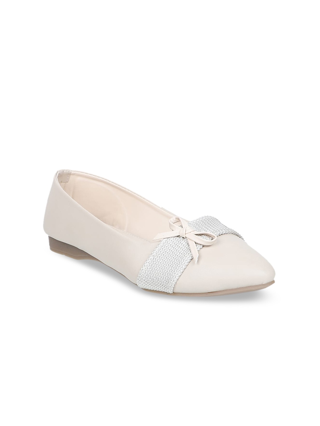 

SHUZ TOUCH Women Cream-Coloured Embellished Ballerinas