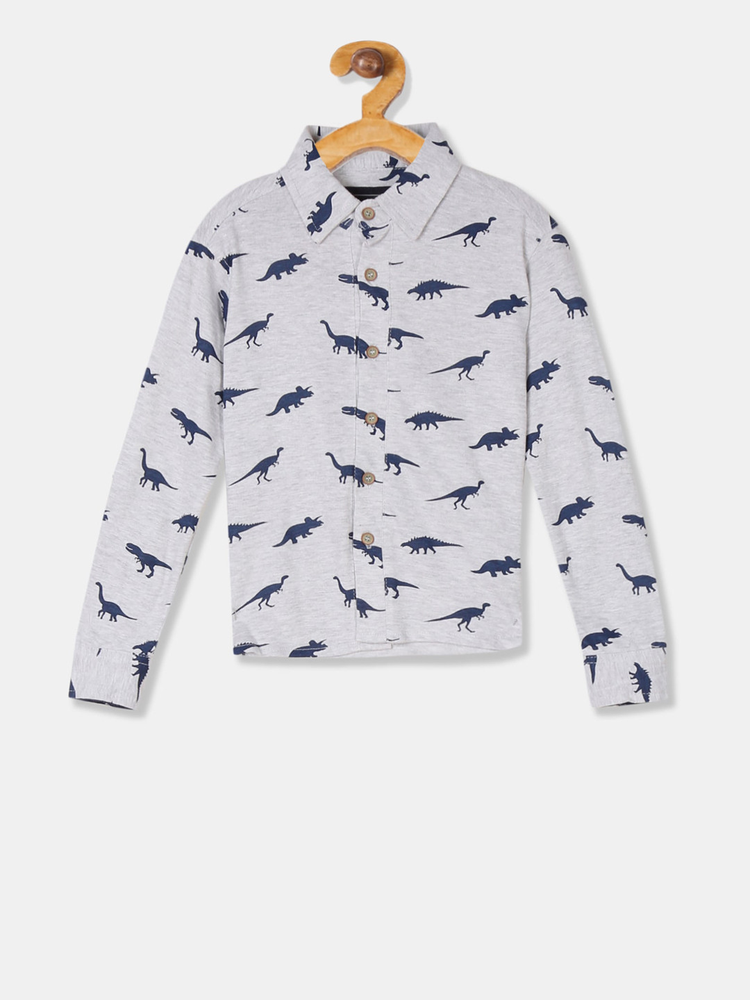 

Cherokee Boys Grey & Navy Blue Regular Fit Printed Casual Shirt